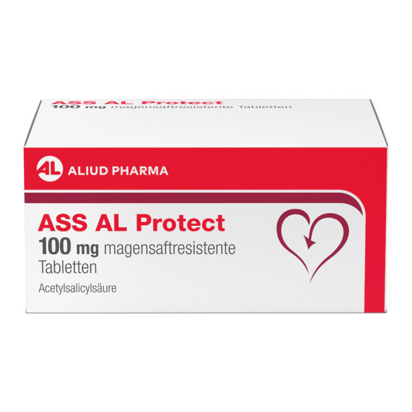 Abbildung für ASS AL Protect 100 mg magensaftresistente Tabletten bei erhöhtem Herzinfarkt- und Schlaganfallrisiko