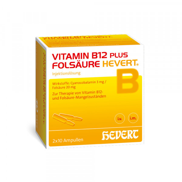 Abbildung für VITAMIN B12 PLUS Folsäure Hevert a 2 ml Ampullen