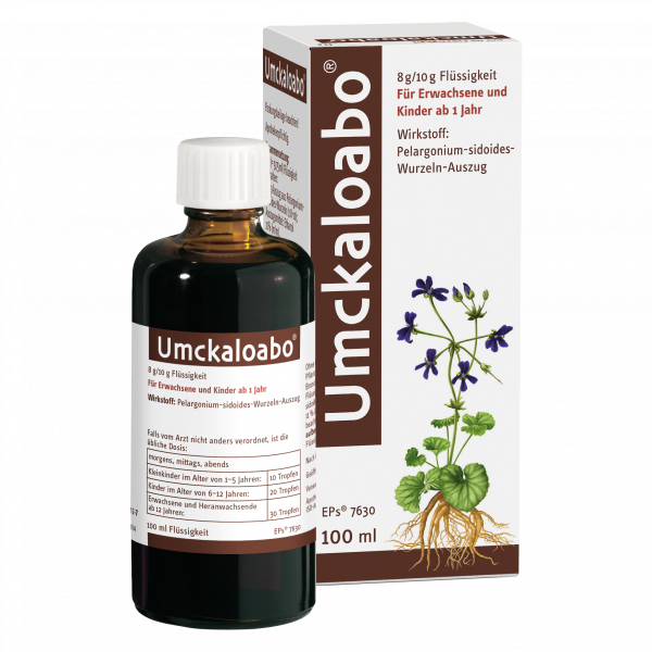 Abbildung für UMCKALOABO flüssig Spezialextrakt aus Pelargonium-Wurzeln wirkt gegen Viren, löst zähen Schleim und kann so die Krankheitsdauer verringern