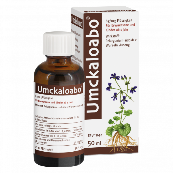 Abbildung für UMCKALOABO flüssig Spezialextrakt aus Pelargonium-Wurzeln wirkt gegen Viren, löst zähen Schleim und kann so die Krankheitsdauer verringern