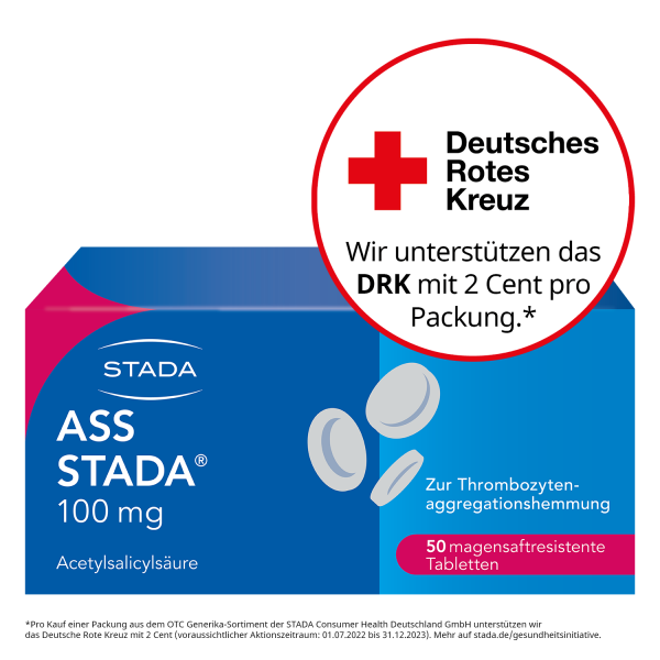 Abbildung für ASS STADA 100 mg magensaftresistente Tabletten