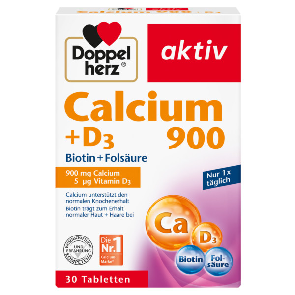 Abbildung für DOPPELHERZ aktiv Calcium 900 + D3 + Biotin +Folsäure