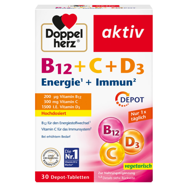 Abbildung für DOPPELHERZ B12+C+D3 Depot aktiv Tabletten