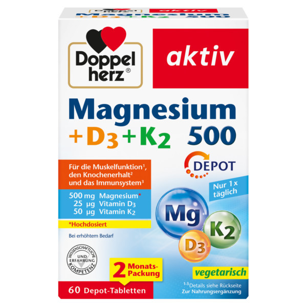 Abbildung für DOPPELHERZ Magnesium 500+D3+K2 Depot Tabletten