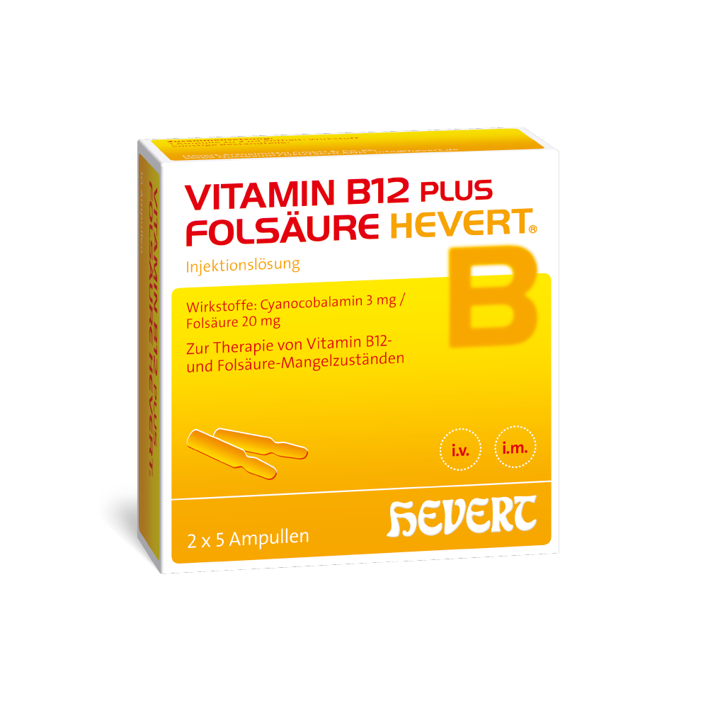 Abbildung für VITAMIN B12 PLUS Folsäure Hevert a 2 ml Ampullen